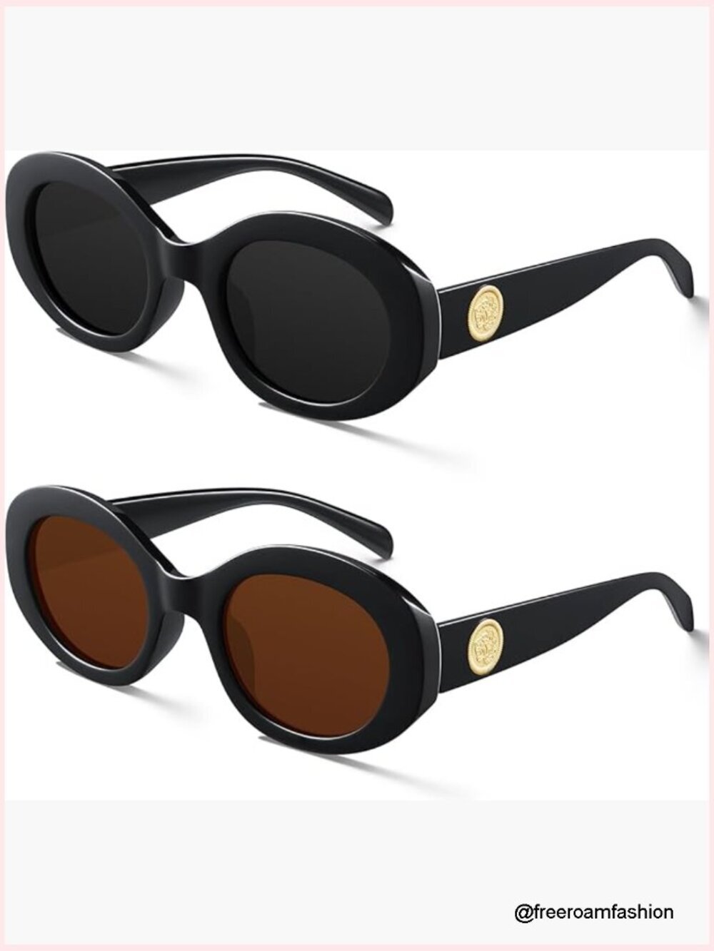 Retro Oval Sunglasses Chunky Thick Frame UV Protection Y2k Trendy Shades